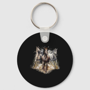 Beautiful Horses Drawing Art Horse Riding Men Wome Keychain