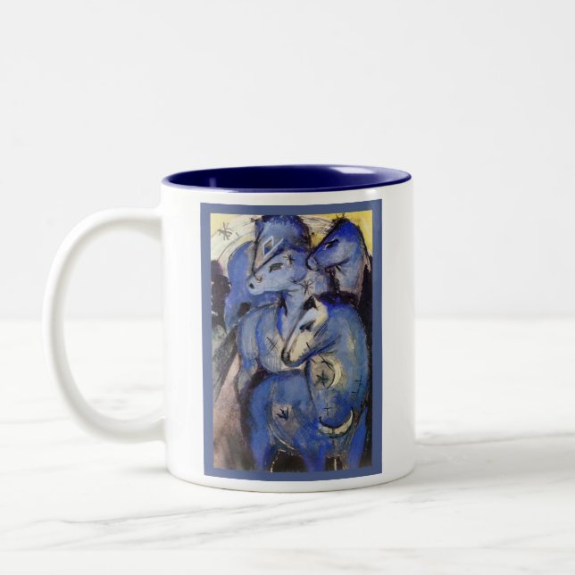 Beautiful Horses- Franz Marc - The Blue Rider Two-Tone Coffee Mug (Left)