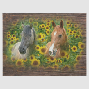 Beautiful Horses in Field of Sunflowers Tissue Paper