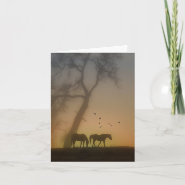 Beautiful Horses in the Mist Note Card (Front)