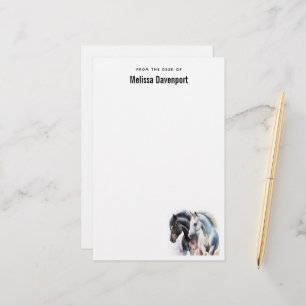 Beautiful Horses in Watercolor Stationery