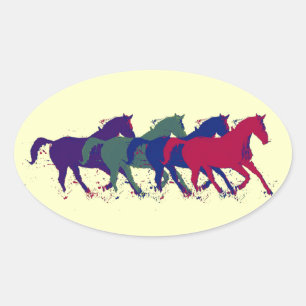 beautiful horses oval sticker