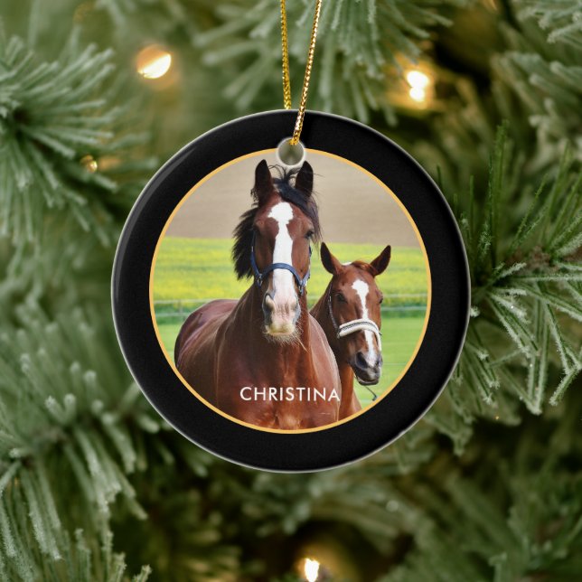 Beautiful horses personalized ceramic ornament (Tree)