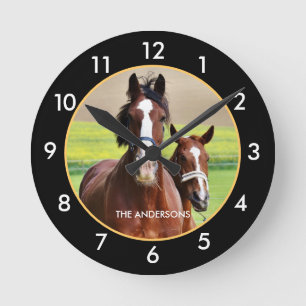 Beautiful horses round clock