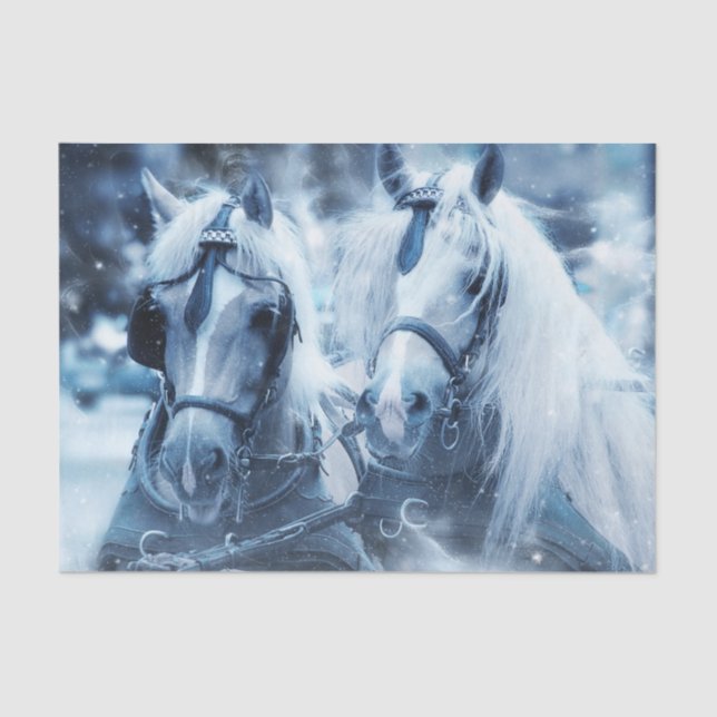 Beautiful Horses Running in the Snow  Tissue Paper (Front)