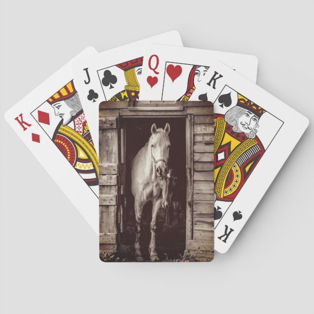 Beautiful Horses Rustic Farm Playing Cards (Back)
