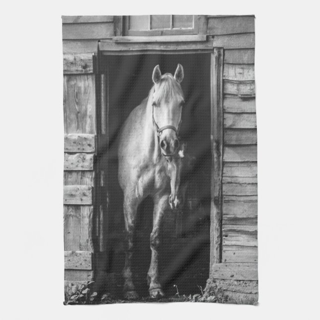 Beautiful Horses Rustic Farmhouse Kitchen Towel (Vertical)