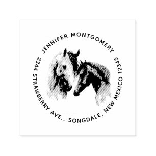 Beautiful Horses Western Boho Name and Address Self-inking Stamp