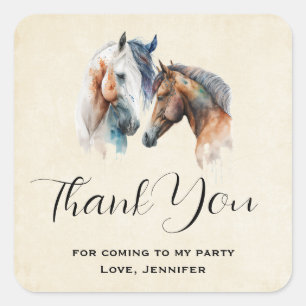Beautiful Horses Western Boho Party Thank You Square Sticker