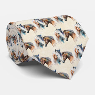 Beautiful Horses Western Boho Pattern Tie