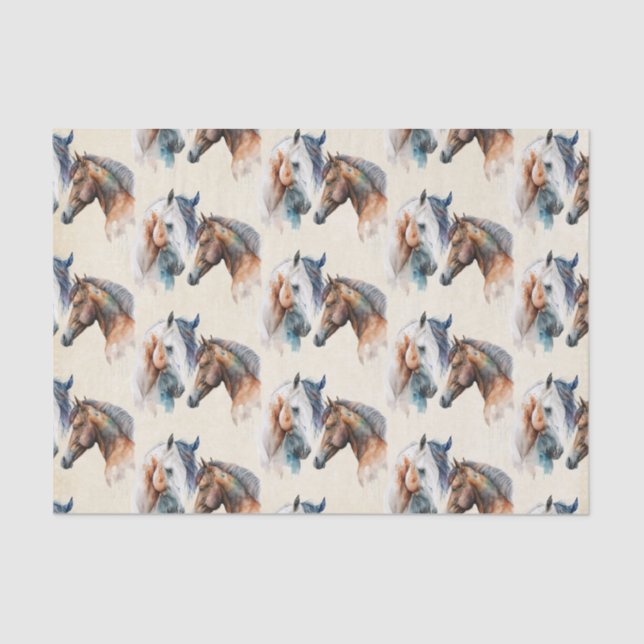 Beautiful Horses Western Boho Pattern Tissue Paper (Front)