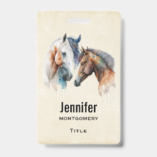 Beautiful Horses Western Boho Style Badge