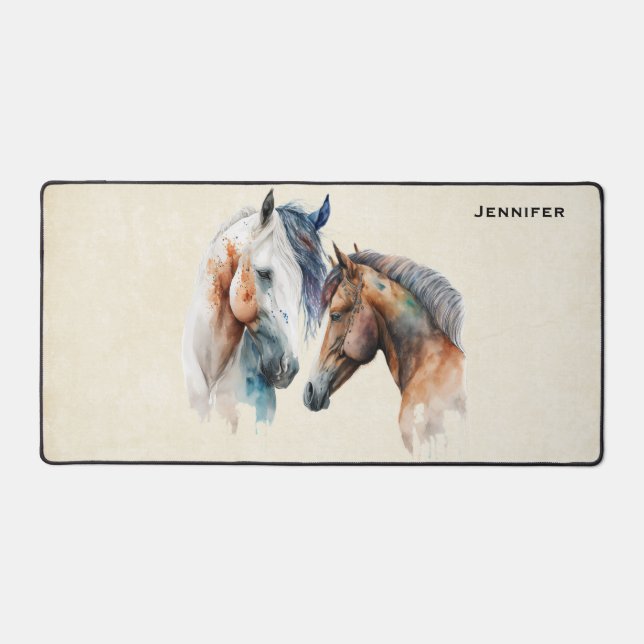 Beautiful Horses Western Boho Style Desk Mat (Front)