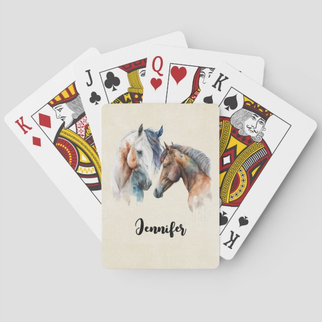Beautiful Horses Western Boho Style Playing Cards (Back)
