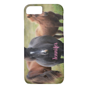Beautiful Horses with Name Case-Mate iPhone Case