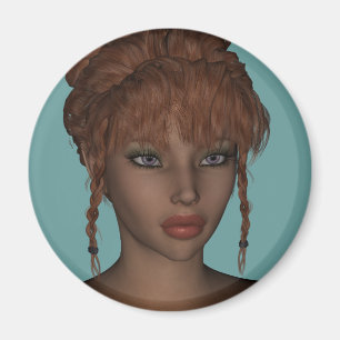 Beautiful Hot 3D Redhead Woman Model Digital Art Magnet