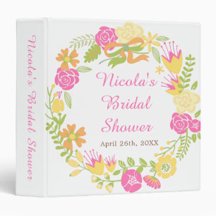 Beautiful Hot Pink Floral Wreath Bridal Show Photo Binder