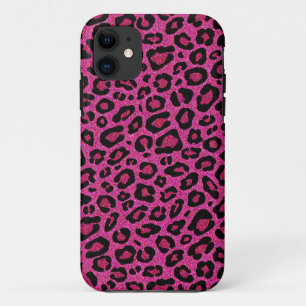 Beautiful hot pink leopard skin glitter shine iPhone 11 case