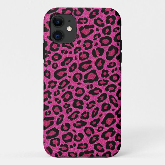 Beautiful hot pink leopard skin glitter shine Case-Mate iPhone case (Back)