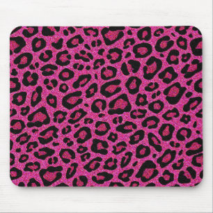 Beautiful hot pink leopard skin glitter shine mouse pad