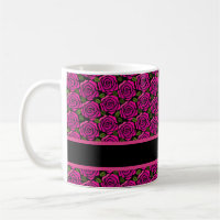 Beautiful Hot Pink Roses Custom Name Monogram Gift