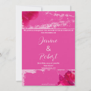 Beautiful hot pink Wedding invitation 