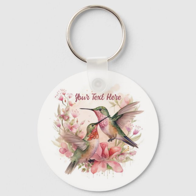 Beautiful Humming Birds with Flowers Keychain (Front)