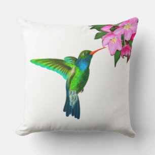 Beautiful Hummingbird & Apple Flowers Throw Pillow