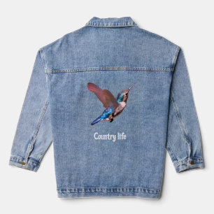Beautiful Hummingbird Country Denim Jacket