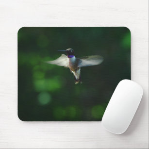 Beautiful Hummingbird in Flight on Green Mouse Pad