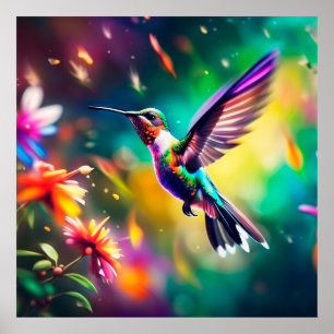 Beautiful Hummingbird in flight Poster
