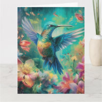 Beautiful Hummingbird Surrounded by Flowers