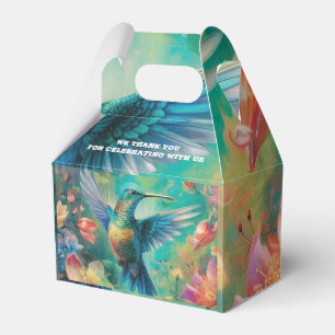 Beautiful Hummingbird Surrounded by Flowers Favor Box