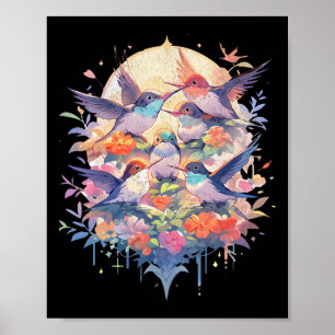 Beautiful Hummingbirds Bird Watching Earth Day Nat Poster