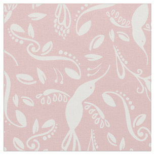 Beautiful Hummingbirds Colibri Birds Pastel Pink Fabric
