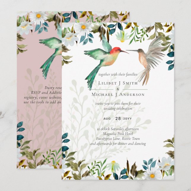 Beautiful HUMMINGBIRDS Couple Wedding (Front/Back)