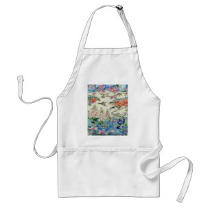Beautiful Hummingbirds Flowers Stained Glass Art Standard Apron