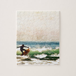 Beautiful Huntington Beach Surfer Riding Waves Jigsaw Puzzle