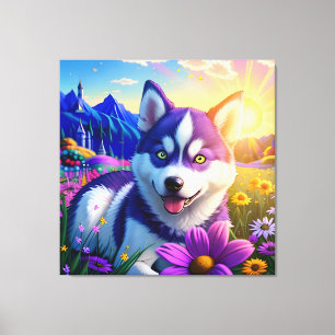 Beautiful Husky Dog Three Canvas Print