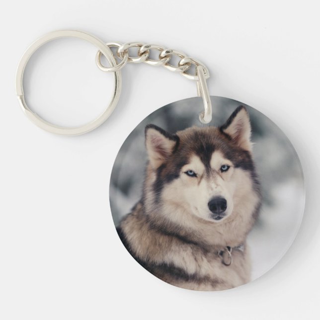 Beautiful Husky in the Outdoors Keychain (Front)