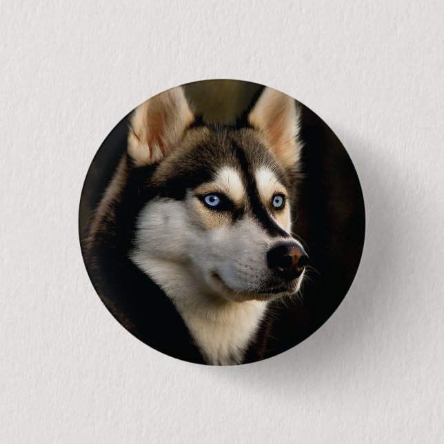 Beautiful Husky Throw Pillow 1 Inch Round Button (Front)
