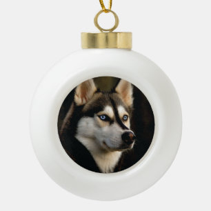Beautiful Husky Throw Pillow Ceramic Ball Christmas Ornament
