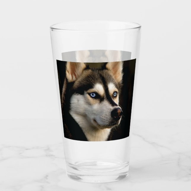Beautiful Husky Throw Pillow Glass (Front)