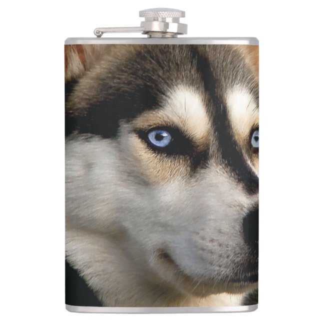 Beautiful Husky Throw Pillow Hip Flask (Front)