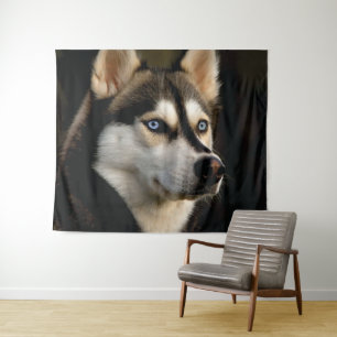 Beautiful Husky Throw Pillow Tapestry