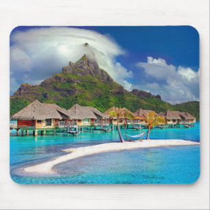 Beautiful Huts on the Water in Bora Bora Mouse Pad