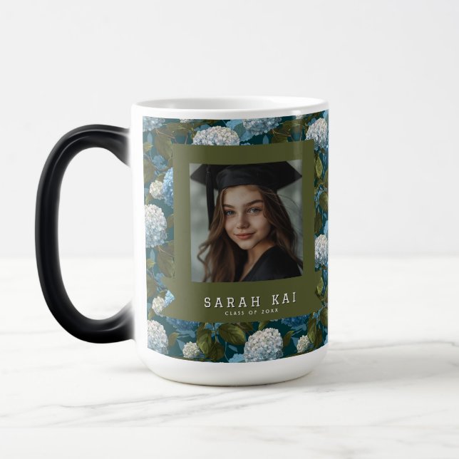 Beautiful Hydrangea Print Graduate Magic Mug (Left)