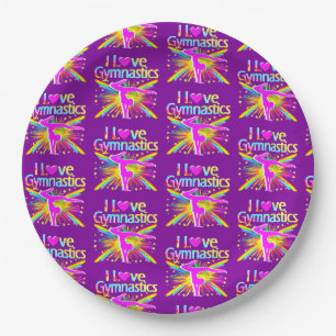 BEAUTIFUL I LOVE GYMNASTICS PAPER PLATES