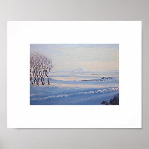 Beautiful Icelandic winter landscape painting art Poster