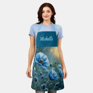 Beautiful Icy Blue Flowers *personalize* Apron